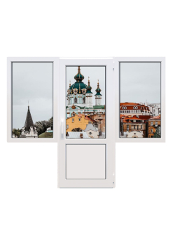 Балконний блок Veka Softline з двома вікнами і поворотно-відкидними дверима 2300 x 2100 мм