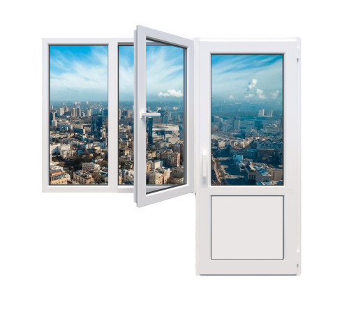 Балконний блок Veka Softline 82 з двостулковим вікном і поворотно-відкидною стулкою 1900 x 2000 мм