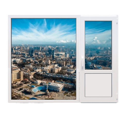 Балконний блок Veka Softline 82 з глухим панорамним вікном до підлоги 2100 x 2000 мм