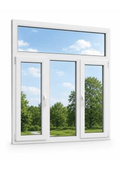 Металопластикове вікно VEKA Softline тристулкове з фрамугою 2200 x 2100 мм