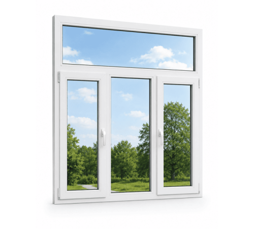Металлопластиковое окно VEKA Softline трёхстворчатое с фрамугой 2200 x 2100 мм