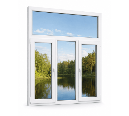 Металопластикове вікно VEKA Softline 82 тристулкове з фрамугою 2200 x 2100 мм
