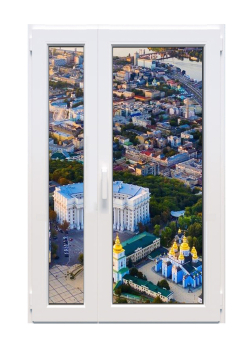 Металопластикові двері Viknaroff Fenster 500 полуторні з поворотно-відкидною стулкою 1200 x 2100 мм