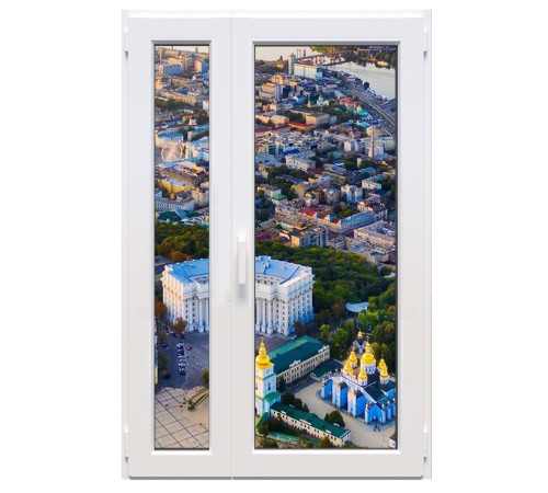 Металлопластиковые двери Viknaroff Fenster 500 полуторные с поворотно-откидной створкой 1200 x 2100 мм