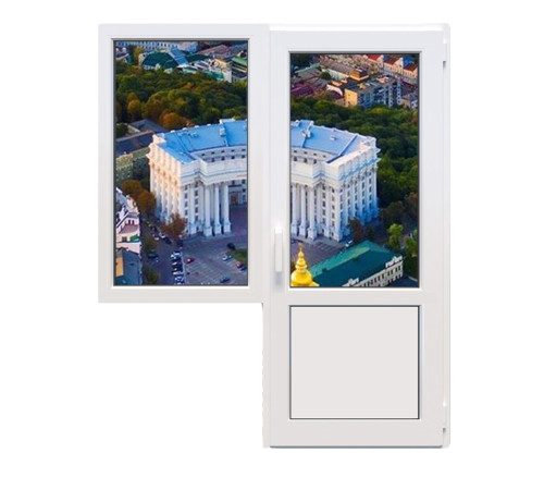 Балконний блок Viknaroff Fenster 500 з глухим вікном і поворотно-відкидними дверима 1800 x 2100 мм