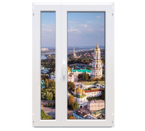 Металлопластиковые двери Viknaroff Gealan S8000 полуторные с поворотно-откидной створкой 1200 x 2100 мм