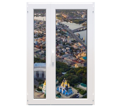 Металлопластиковые двери Viknaroff Gealan S9000 полуторные с поворотно-откидной створкой 1200 x 2100 мм